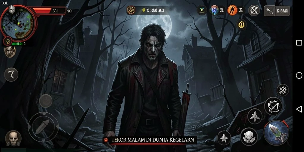 Screenshot gameplay <strong>33L</strong> yang menakutkan dengan suasana gelap.
