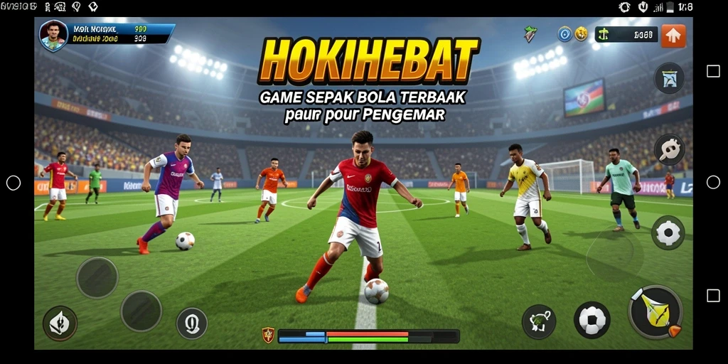 Tangkapan layar utama HOKIHEBAT menampilkan aksi pertandingan sepak bola yang mendebarkan.