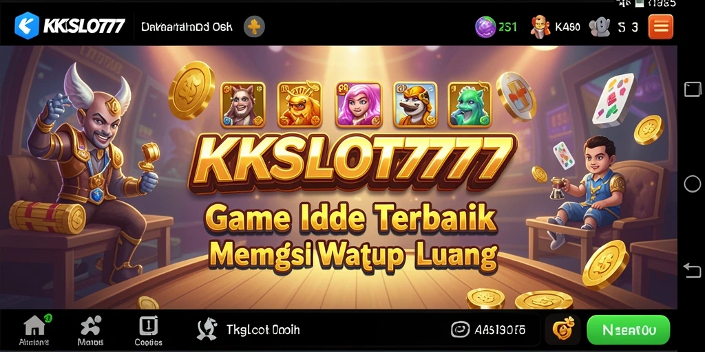 Screenshot gameplay KKSLOT777 yang menampilkan slot menarik dan fitur idle.