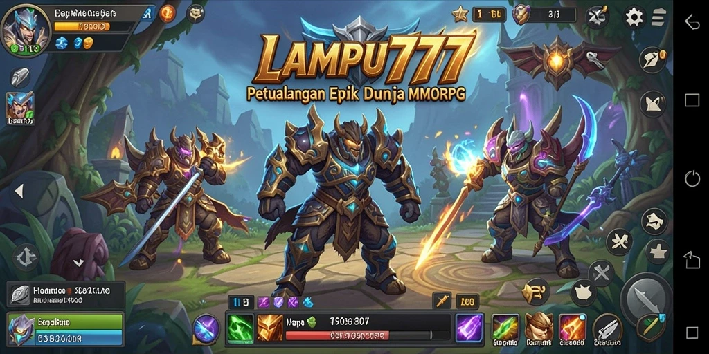 Tangkapan layar dari gameplay menampilkan pertarungan epik dalam LAMPU777.