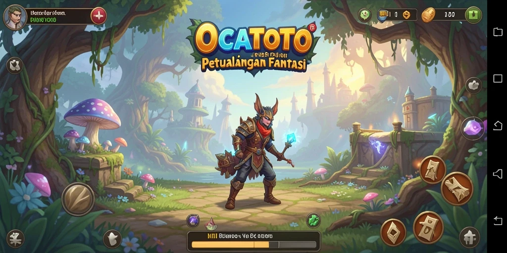 Screenshot gameplay OCATOTO menunjukkan aksi seru di dunia fantasi.