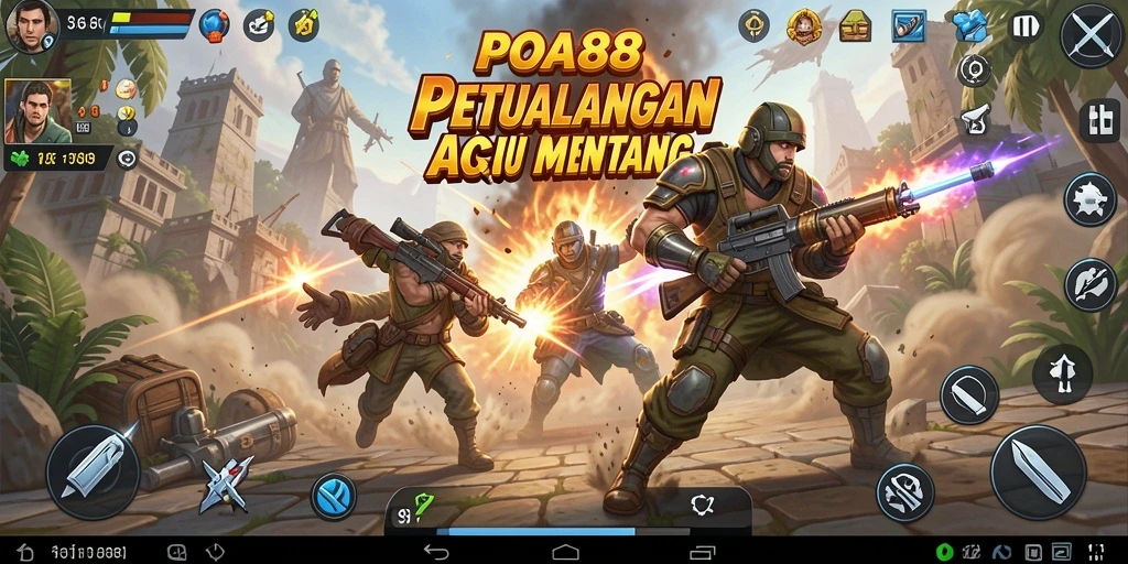 Screenshot POA88 menampilkan aksi intens dalam pertempuran.