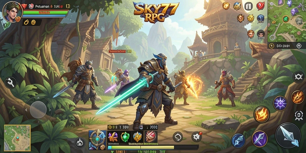 Tampilan gameplay SKY77 yang menarik dan penuh aksi RPG.