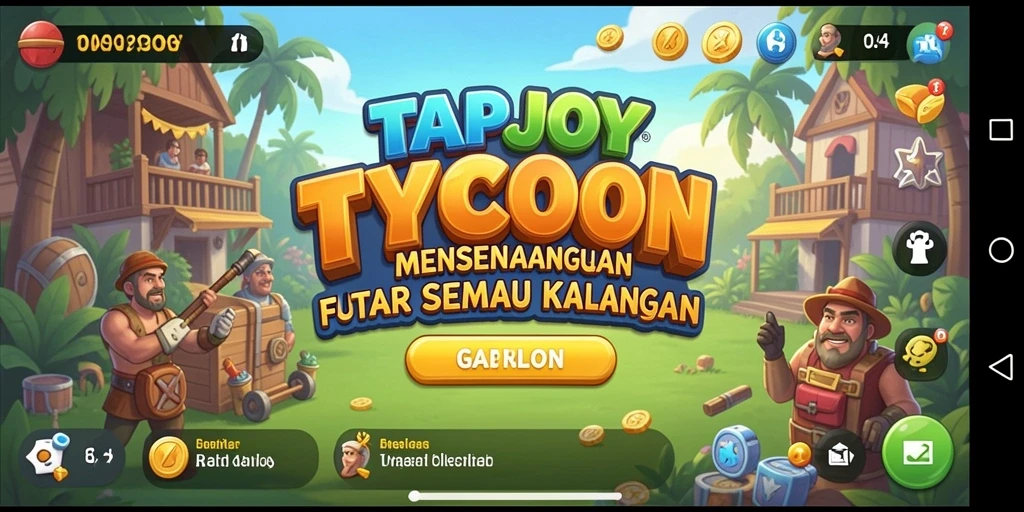 Tampilan gameplay TAPJOY yang menarik saat membangun kerajaan bisnis.
