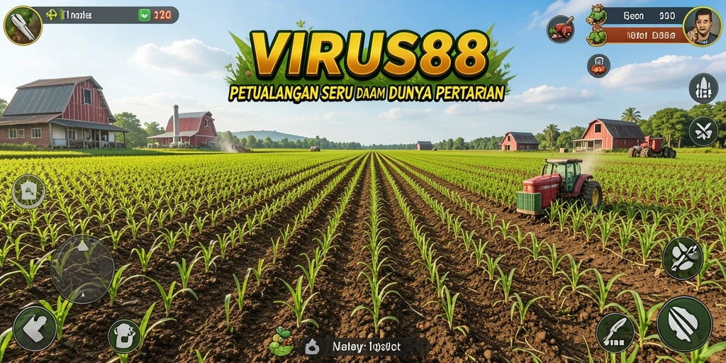 Screenshot permainan VIRUS88 menampilkan aktivitas bertani yang seru.