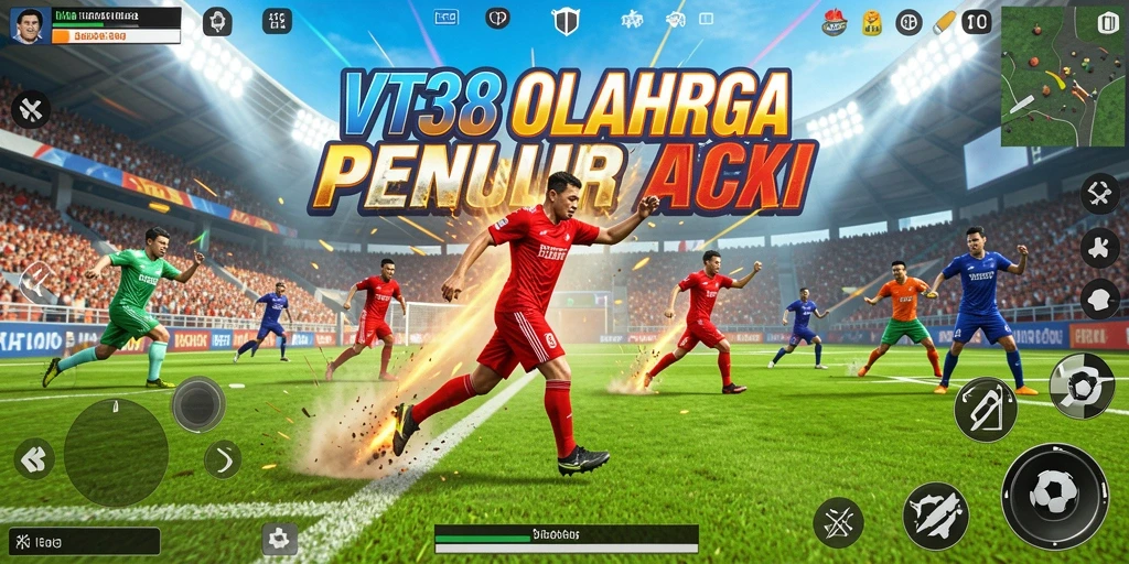 Tampilan gameplay VT38 yang dinamis dalam pertandingan olahraga.